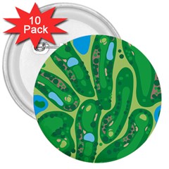 Golf Course Par Golf Course Green 3  Buttons (10 Pack)  by Cowasu