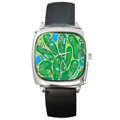 Golf Course Par Golf Course Green Square Metal Watch by Cowasu