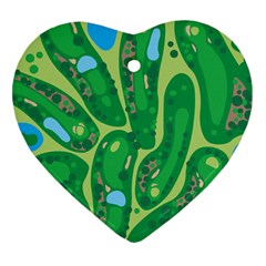 Golf Course Par Golf Course Green Heart Ornament (two Sides)