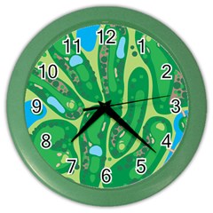 Golf Course Par Golf Course Green Color Wall Clock by Cowasu