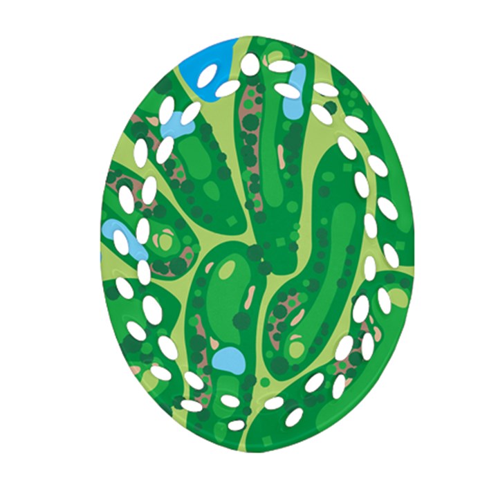 Golf Course Par Golf Course Green Oval Filigree Ornament (Two Sides)