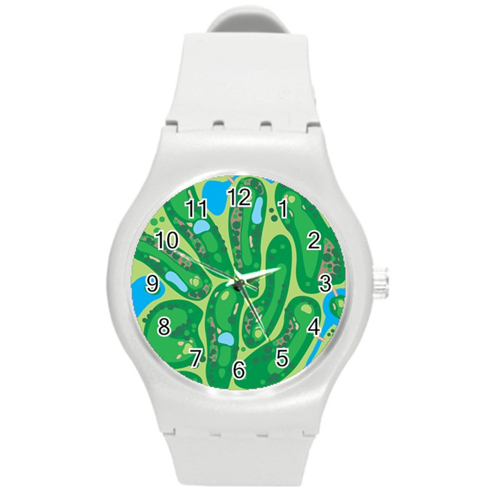 Golf Course Par Golf Course Green Round Plastic Sport Watch (M)