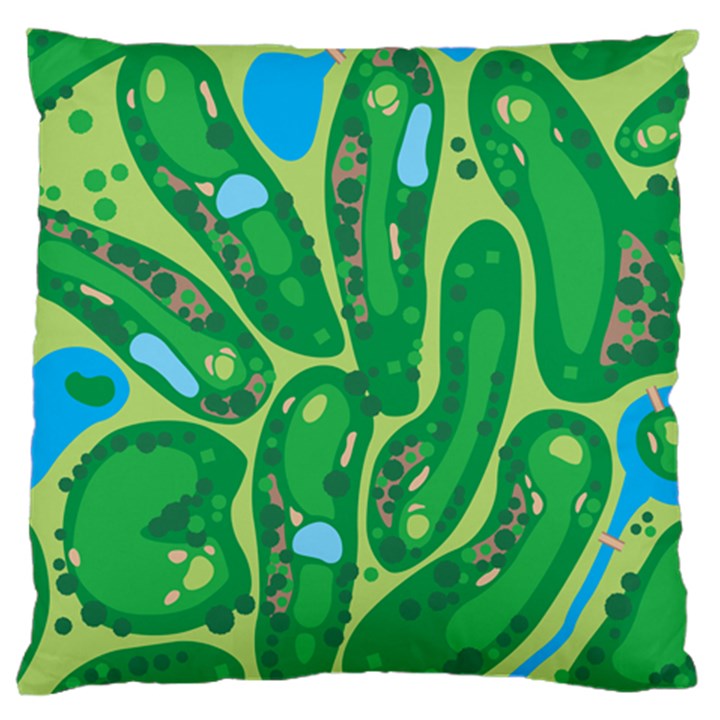 Golf Course Par Golf Course Green Large Premium Plush Fleece Cushion Case (Two Sides)