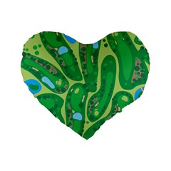 Golf Course Par Golf Course Green Standard 16  Premium Flano Heart Shape Cushions by Cowasu