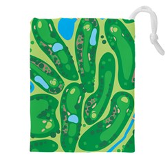 Golf Course Par Golf Course Green Drawstring Pouch (4xl) by Cowasu