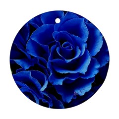 Blue Roses Flowers Plant Romance Blossom Bloom Nature Flora Petals Ornament (round)