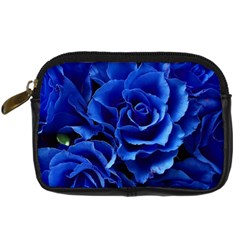 Blue Roses Flowers Plant Romance Blossom Bloom Nature Flora Petals Digital Camera Leather Case by Cowasu