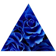 Blue Roses Flowers Plant Romance Blossom Bloom Nature Flora Petals Wooden Puzzle Triangle by Cowasu