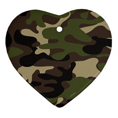 Texture Military Camouflage Repeats Seamless Army Green Hunting Heart Ornament (Two Sides)