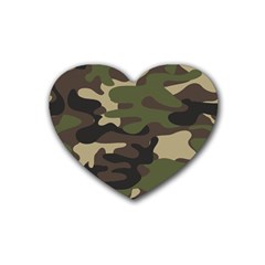 Texture Military Camouflage Repeats Seamless Army Green Hunting Rubber Heart Coaster (4 pack)