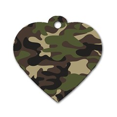 Texture Military Camouflage Repeats Seamless Army Green Hunting Dog Tag Heart (two Sides)