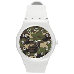 Texture Military Camouflage Repeats Seamless Army Green Hunting Round Plastic Sport Watch (m) by Cowasu