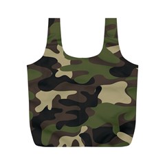 Texture Military Camouflage Repeats Seamless Army Green Hunting Full Print Recycle Bag (M)