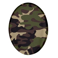 Texture Military Camouflage Repeats Seamless Army Green Hunting Oval Glass Fridge Magnet (4 pack)