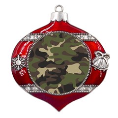 Texture Military Camouflage Repeats Seamless Army Green Hunting Metal Snowflake And Bell Red Ornament