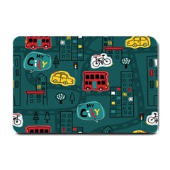 Seamless Pattern With Vehicles Building Road Small Doormat