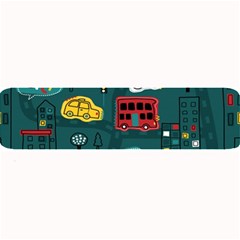 Seamless Pattern With Vehicles Building Road Large Bar Mat