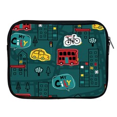 Seamless Pattern With Vehicles Building Road Apple Ipad 2/3/4 Zipper Cases