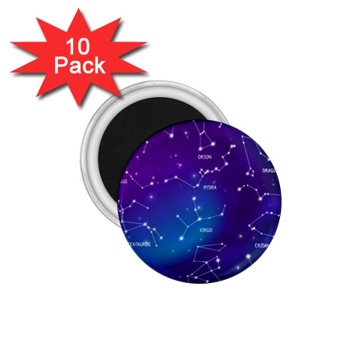 Realistic Night Sky With Constellations 1.75  Magnets (10 pack) 