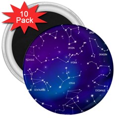 Realistic Night Sky With Constellations 3  Magnets (10 Pack)  by Cowasu