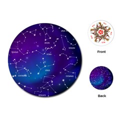 Realistic Night Sky With Constellations Playing Cards Single Design (round)