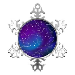 Realistic Night Sky With Constellations Metal Small Snowflake Ornament by Cowasu