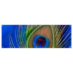 Blue Peacock Feather Banner And Sign 12  X 4  by Amaryn4rt