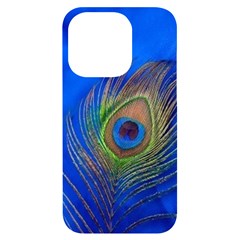 Blue Peacock Feather Iphone 14 Pro Black Uv Print Case by Amaryn4rt