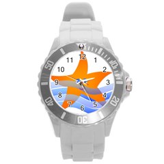 Beach Sea Shell Swimming Round Plastic Sport Watch (l)