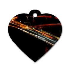 Highway Night Lighthouse Car Fast Dog Tag Heart (one Side) by Amaryn4rt