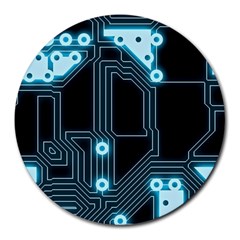 A Completely Seamless Background Design Circuitry Round Mousepad by Amaryn4rt