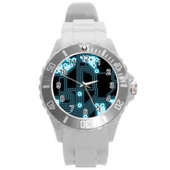 A Completely Seamless Background Design Circuitry Round Plastic Sport Watch (l) by Amaryn4rt