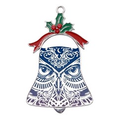 Owl Metal Holly Leaf Bell Ornament