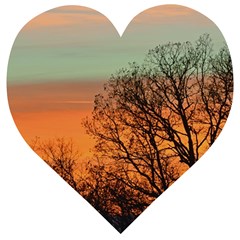 Twilight Sunset Sky Evening Clouds Wooden Puzzle Heart by Amaryn4rt