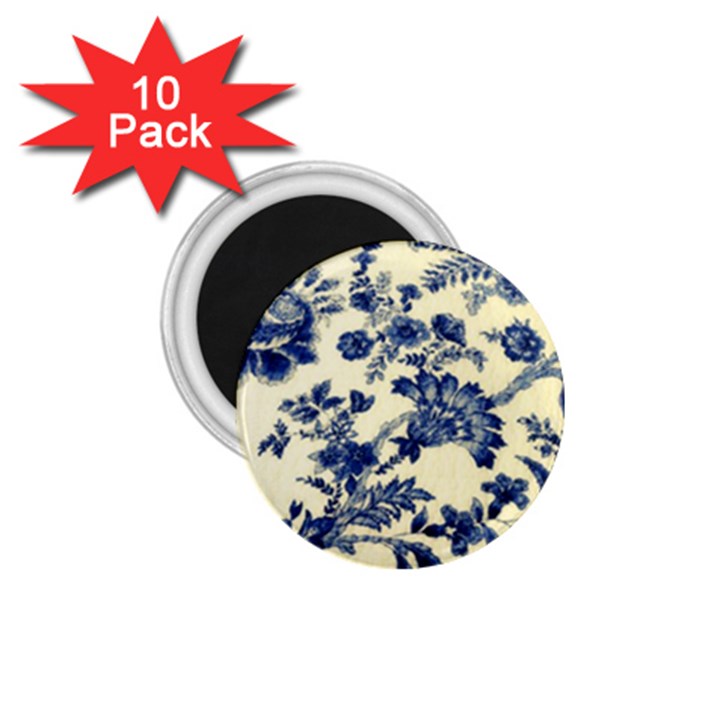 Vintage Blue Drawings On Fabric 1.75  Magnets (10 pack) 