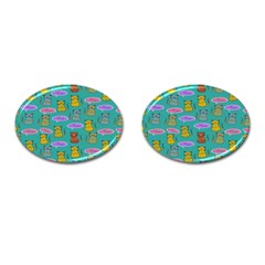 Meow Cat Pattern Cufflinks (oval) by Amaryn4rt