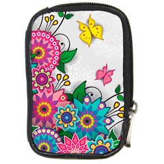 Flowers Pattern Vector Art Compact Camera Leather Case by Amaryn4rt