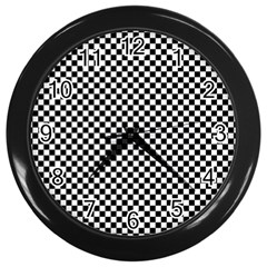 Black And White Checkerboard Background Board Checker Wall Clock (black) by Amaryn4rt