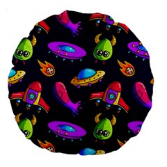 Space Pattern Large 18  Premium Round Cushions by Amaryn4rt