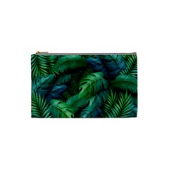 Tropical Green Leaves Background Cosmetic Bag (small) by Amaryn4rt