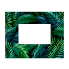 Tropical Green Leaves Background White Tabletop Photo Frame 4 x6  by Amaryn4rt