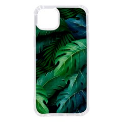 Tropical Green Leaves Background Iphone 14 Plus Tpu Uv Print Case by Amaryn4rt