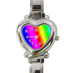 Multi Color Rainbow Background Heart Italian Charm Watch by Amaryn4rt