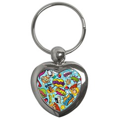 Comic Elements Colorful Seamless Pattern Key Chain (heart)