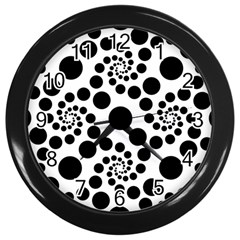 Dot Dots Round Black And White Wall Clock (black) by Amaryn4rt