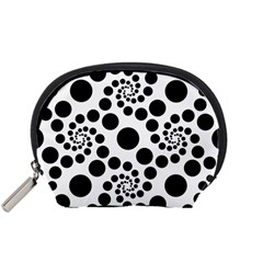 Dot Dots Round Black And White Accessory Pouch (small) by Amaryn4rt