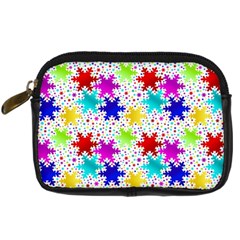 Snowflake Pattern Repeated Digital Camera Leather Case by Amaryn4rt