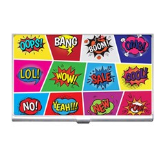 Pop Art Comic Vector Speech Cartoon Bubbles Popart Style With Humor Text Boom Bang Bubbling Expressi Business Card Holder by Amaryn4rt