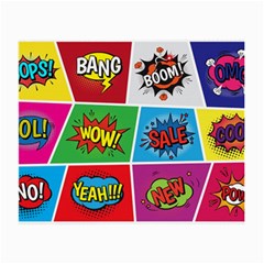 Pop Art Comic Vector Speech Cartoon Bubbles Popart Style With Humor Text Boom Bang Bubbling Expressi Small Glasses Cloth (2 Sides) by Amaryn4rt