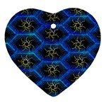 Blue Bee Hive Pattern- Ornament (Heart) Front